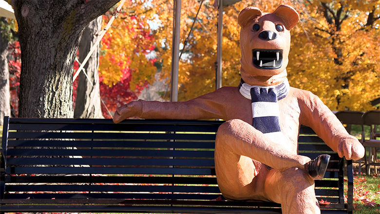 A view of the Nittany Lion bench