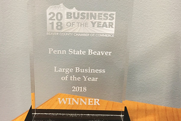 Penn State Beaver Large Business of the Year award statue