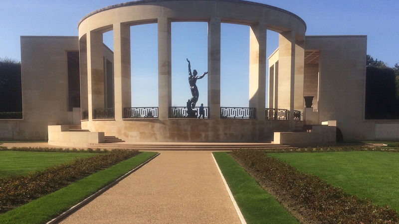 A view of the memorial at the American Cemetery at Normandy.