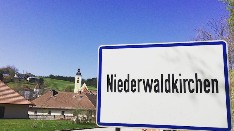 The sign as you enter the Austrian town of Niederwaldkirchen.