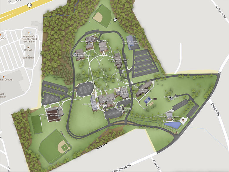 screenshot of the campus map