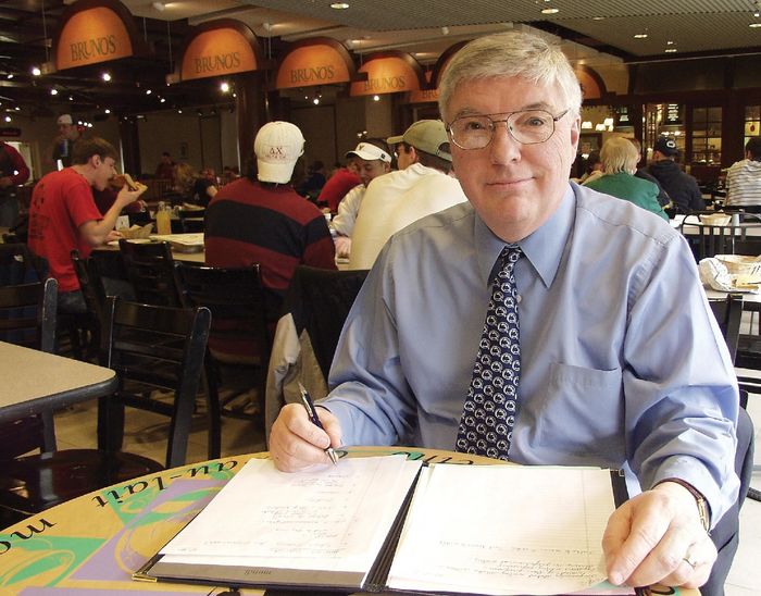A file photo of former Penn State Behrend Chancellor Jack Burke in Bruno's Cafe