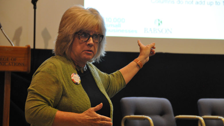 Dr. Patricia Greene addresses a group of faculty