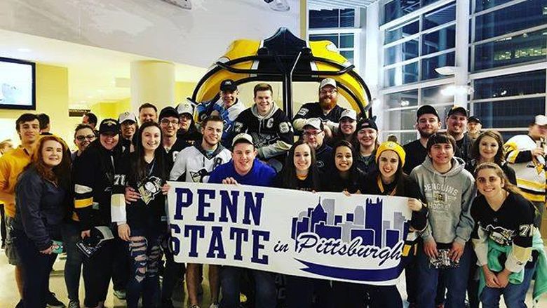 Penn State students at Pittsburgh Penguins game
