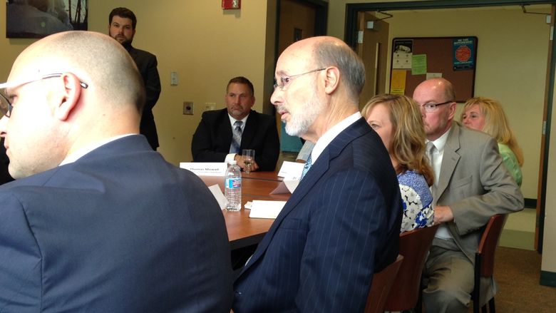 Gov. Tom Wolf talks with local leaders.