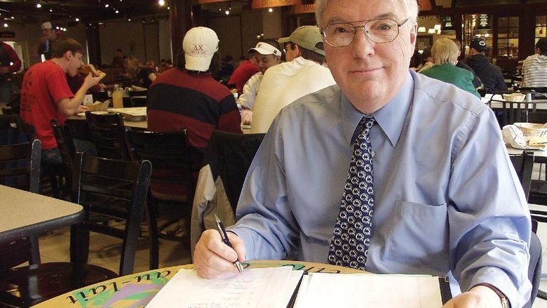 A file photo of former Penn State Behrend Chancellor Jack Burke in Bruno's Cafe
