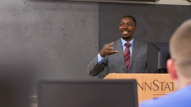 Penn State Beaver Assistant Professor of IST Richard Lomotey gives a lecture.