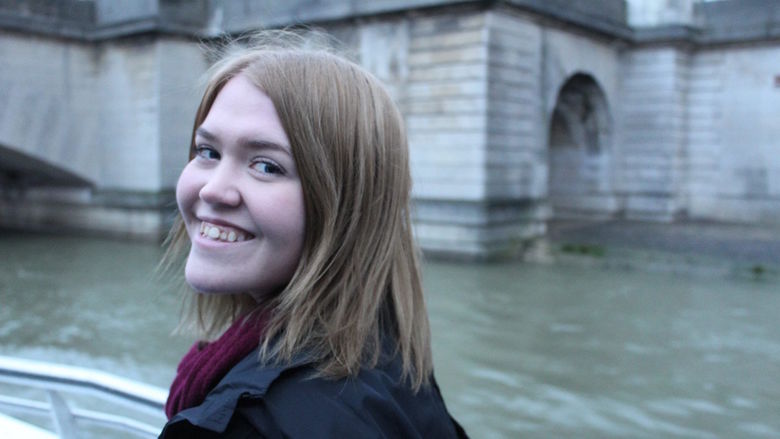 Katie Work in a boat on the Seine.