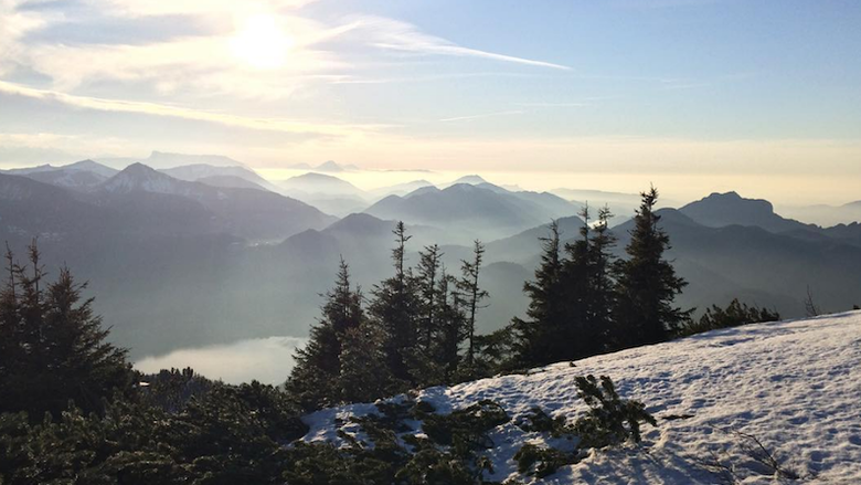 The view from a mountain in Wolfgangsee.