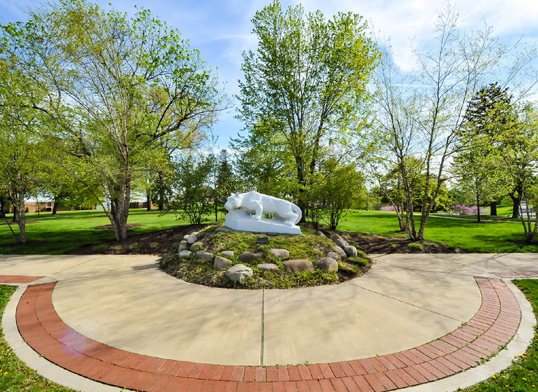 A photo of the Lion Shrine at Penn State Beaver
